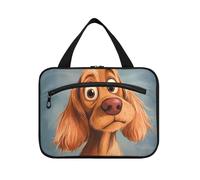 Cartoon Funny Cocker Brown Spaniel Dog Hanging Medicine Bag for Traveling with Hook, Designer Chic Waterproof Cosmetic Bag for dad Gym maletín para maquillaje L