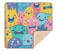 Cartoon Funny Colorful Monsters Soft Padded Baby Gym & Activity Mat for Indoor Outdoor Lightweight Foldable Tummy Time & Crawling Mat for Baby Toddler Infant, 50'' x 50''tapete de gimnasio