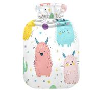 Cartoon Funny Cute Monsters Colorful hot Water Bottles with Soft Cover, 2Lwater Bottle Bag for Menstrual Cramps,Tummy Warmer,Bolsa de calor para Dolor Menstrual