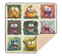 Cartoon Funny Cute Monsters Large Non-Slip Baby Play mat Foldable for Floor One-Piece Foldable Baby Play Tummy Time Mat for Baby Kids Toddlers Infants, 50'' x 50''para juegos de