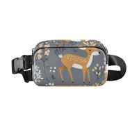 Cartoon Funny Deer Gray Fashion Waist Pack Crossbody Bag for Women Men Teens Multipurpose Sling Bag Travel Essential with Adjustable Strap for Travel Shopping Running