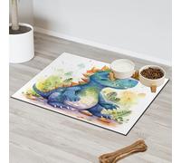 Cartoon Funny Dinosaur Pet Feeding Mat for Cat Dog Water Bowl Food Mats Pet Feeding Mats Absorbent Nti-Slip Contain Spills Protects Floors Placemat 40.6 x 60.9 cm