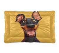 Cartoon Funny Doberman Pinscher Dogs Brown Washable Dog Bed Mat Non-Slip Soft Comfortable Kennel Pad for Medium/Large Dogs 36" x 24"