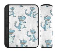Cartoon Funny Dragon White 2 pcs Belt Shoulder Strap More Comfort Driving for Backpack forro para cinturon de seguridad