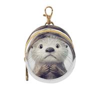 Cartoon Funny Gray Sea Otter Infants Baby Pacifier Holder Case with Zipper and Clip Change Purse Key Holder, Newborned Essentials Clip para chupete de