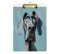 Cartoon Funny Great Dane Dogs Fear Fancy clipboard Waterproof for First Year Teacher Must Haves Size 9 x 12