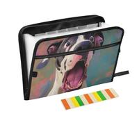 Cartoon Funny Great Dane Dogs Fear Folder with Dividers 13 Pockets A4 Letter Size with Zipper Closure for Folders with Pockets