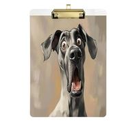 Cartoon Funny Great Dane Dogs Fear Metal mini clipboard Transparent for Nurses Home Contractor Size 9 x 12