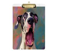 Cartoon Funny Great Dane Dogs Fear Slim clipboard case Transparent for Nurses Home Contractor Size 9 x 12