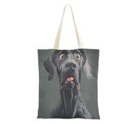 Cartoon Funny Great Dane Dogs Fear Tote Canvas Bag for Women With Pockets With Handles Reusable Canvas Tote Bag Bulk Wedding Gift