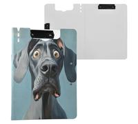 Cartoon Funny Great Dane Dogs Folding Clipboard Two Metal Clips Pen Holder Clip Board with Cover Clipboard Binder Hospital Accessories