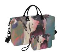 Cartoon Funny Great White Dane Dogs Personal Item Travel Bag Overnight Weekender Bags Workout Bag with Toiletry Bag for Trip Waterproof bulto de para Hombre