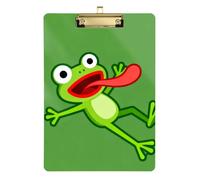Cartoon Funny Green Frog Nurse Pocket clipboard Acrylic Cute for First Year Teacher Must Haves Size 9 x 12 Gold