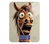 Cartoon Funny Horse Fear Easy Clean food scale for travel 11lb/0.18oz, 5kg/5g mini scales with 4 unit for weight loss Spices Espresso (Batteries not Included)
