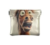 Cartoon Funny Horse Fear Women Men Leather Coin Purses Portable Coin Holder for Women Travel, cartoon funny Horse fear, 1 size, Print Art, Cartoon Funny Horse Fear, 1 size, Print Art