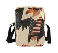 Cartoon Funny King Vulture Bird Retro Patriotic Color small messenger bag for men Vegan Leather Crossbody Bags For Women Casual Shoulder Handbag