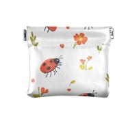 Cartoon Funny Lady Bug White Women Leather Coin Purse Portable Change Holder Card Organizer for Women, cartoon funny Lady Bug white, One Size, Print Art