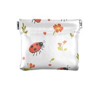Cartoon Funny Lady Bugs Women Leather Cash Wallet Cute Change Purse with Clasp for Women Girls, Cartoon Funny Lady Bugs, 4.33"(L) x 3.74"(W) x 0.39"(H), Classic