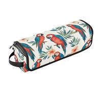 Cartoon Funny Macaw 2-in-1 Curling Iron Travel Case with Heat Resistant Pad Large Capacity Hair Straighteners Organizer for Hot Tools Curling Iron Flat Irons Hair Volumizer Styler Travel Accessory