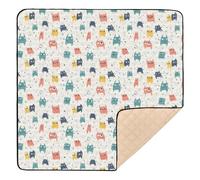 Cartoon Funny Monsters Cute Large Stylish Baby Play Mat for Floor Waterproof Activity Gym Mat for Babies Infants Toddlers, 50'' x 50''