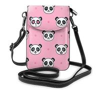 Cartoon Funny Panda Faces PU Leather Handbag Wallet,Adjustable Shoulder Strap Small Crossbody Cell Phone Purse