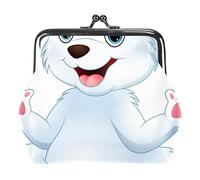 Cartoon Funny Polar Bear Coin Purse Vintage Pouch Buckle Clutch Bag Kiss-Lock Change Purse Clasp Closure Wallets for Women Girl