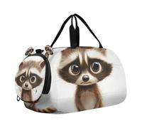 Cartoon Funny Raccoon Sorrow Duffel Gym Bags with Shoes Compartment Lightweight Sports Duffel Bag for Travel, Sports, Duffel, Weekender