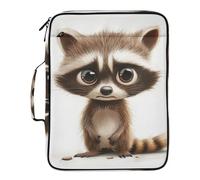 Cartoon Funny Raccoon Sorrow Organizer with Pocket Multi-Pocket 1.5-Inch 3-Ringing Binder with Zipper with Zipper Closure for Home Office Travel