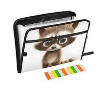 Cartoon Funny Raccoon Sorrow Paper File Folder 13 Pockets A4 Letter Size with Zipper Closure for Office Supply Folder with Closure expando