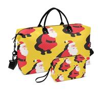 Cartoon Funny Santa Clause Carry on Weekender Overnight Bag Sports Duffel Bags with Adjustable Strap for Travel 2 Pcs Set