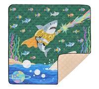 Cartoon Funny Shark Large Non-Slip Baby Play mat Activity Gym for Floor Washable Foldable Tummy Time & Crawling Mat for Baby Toddler Infant, 50'' x 50''tapete Piano para Bebes