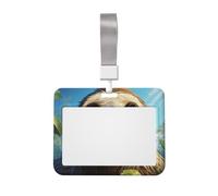 Cartoon Funny Sloth ID Badge Holder with Lanyard ID Card Holders Waterproof Plastic Name Card Case Sliding ID Protector Pouch Name Tag Holders for Office Work Business