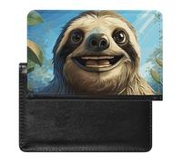 Cartoon Funny Sloth Passport Holder Passport Cover Protector Essentials with Credit Card Slots for Women Men