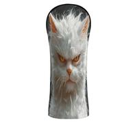Cartoon Funny Turkish Angora Cat Head Covers for Golf Clubs Premium Leather Accessories with Number Tags for Driver Fairway Wood Hybrid