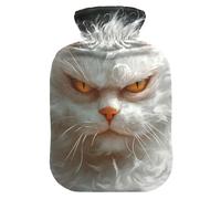 Cartoon Funny Turkish Angora Cats Anger Cute hot Water Bottle with Soft Cover, 1L hot Compress for Arthritis, Menstrual Cramps, Bolsa Caliente para Dolores Menstrual
