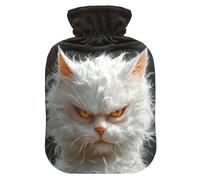 Cartoon Funny Turkish Angora Cats Anger hot Waterbottle with Soft Cover, 2L Warmer Bag for Sore Muscle, Pain Relief, compresas calientes para el vientre