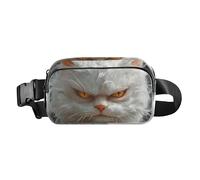 Cartoon Funny Turkish Angora Cats Anger Stylish Waist Pack Crossbody Bag for Women Men Multipurpose Sling Chest Bag with Adjustable Strap for Workout Running Hiking, cartoon funny Turkish Angora cats