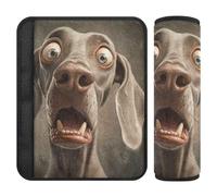 Cartoon Funny Weimaraner Dogs Fear 2 pcs car seat Strap Covers Stop seat Belt Cutting into Neck for Most Cars funda para cinturón de carro