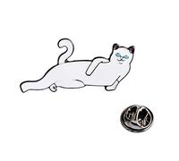 Cartoon Funny White Cat Brooch Animal Enamel Pins Metal For Women Jackets Lapel Pins Bag Metal Badges Button Corsage Jewelry Nice and clever
