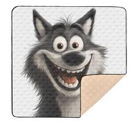 Cartoon Funny Wolf Happy Large Stylish Baby Play Mat for Floor Comfortable Playroom Activity Mat for Baby Toddler Infant, 50'' x 50''