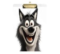 Cartoon Funny Wolf Happy Meeting clipboard Plastic for 5th Grade Classroom Essentials for Teachers Size 9 x 12