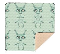 Cartoon FUUNY Aliens Soft Padded Baby Playmat for Indoor Outdoor Portable Playroom Activity Mat for Baby Toddler Infant, 50'' x 50''