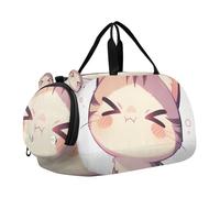 Cartoon FUUNY Angry Cat Boy's Gym Duffel Bag with Shoes Compartment Lightweight Carry On Weekender Bag for Travel, Swimming, Dance, Ballet