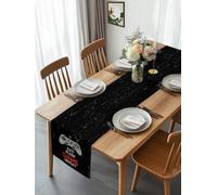 Cartoon Game Console on Black Table Runner 108 Inches Long, Modern Abstract Art Washable Table Runners Heat-Insulation Kitchen Dining Table Decorations for Home Party Decor 13x108in