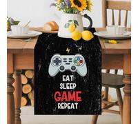 Cartoon Game Console on Black Table Runner 36 Inches Long, Modern Abstract Art Washable Table Runners Heat-Insulation Kitchen Dining Table Decorations for Home Party Decor 13x36in