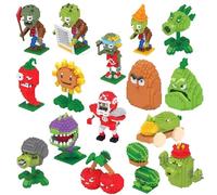 Cartoon Game Plants Micro Building Blocks Set, 15-piece Character Model Mini Brick Kit, Botanical Collection Models Toys, Ideas Gifts for Collectors Teens Adults & Decor