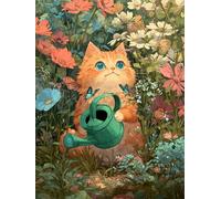 Cartoon Garden Cat 500 Piece Jigsaw Puzzles for Adults, Fun jigsaw puzzles 500 pieces, Challenging Puzzle Perfect for Game Nights, Finished Puzzle Size is 52x38cm