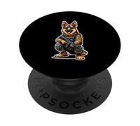 Cartoon German Shepherd Soldier PopSockets Adhesive PopGrip