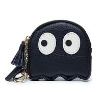 Cartoon Ghost Coin Purse Cute Mini Genuine Leather Wallet Small Coin Purse with Keychain Wallet Funny Cute Coin Bag for Women, Black, L 3.9 in x W 3.9in x H 0.59 in, Casual