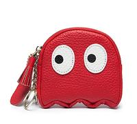 Cartoon Ghost Coin Purse Cute Mini Genuine Leather Wallet Small Coin Purse with Keychain Wallet Funny Cute Coin Bag for Women, Red, L 3.9 in x W 3.9in x H 0.59 in, Casual